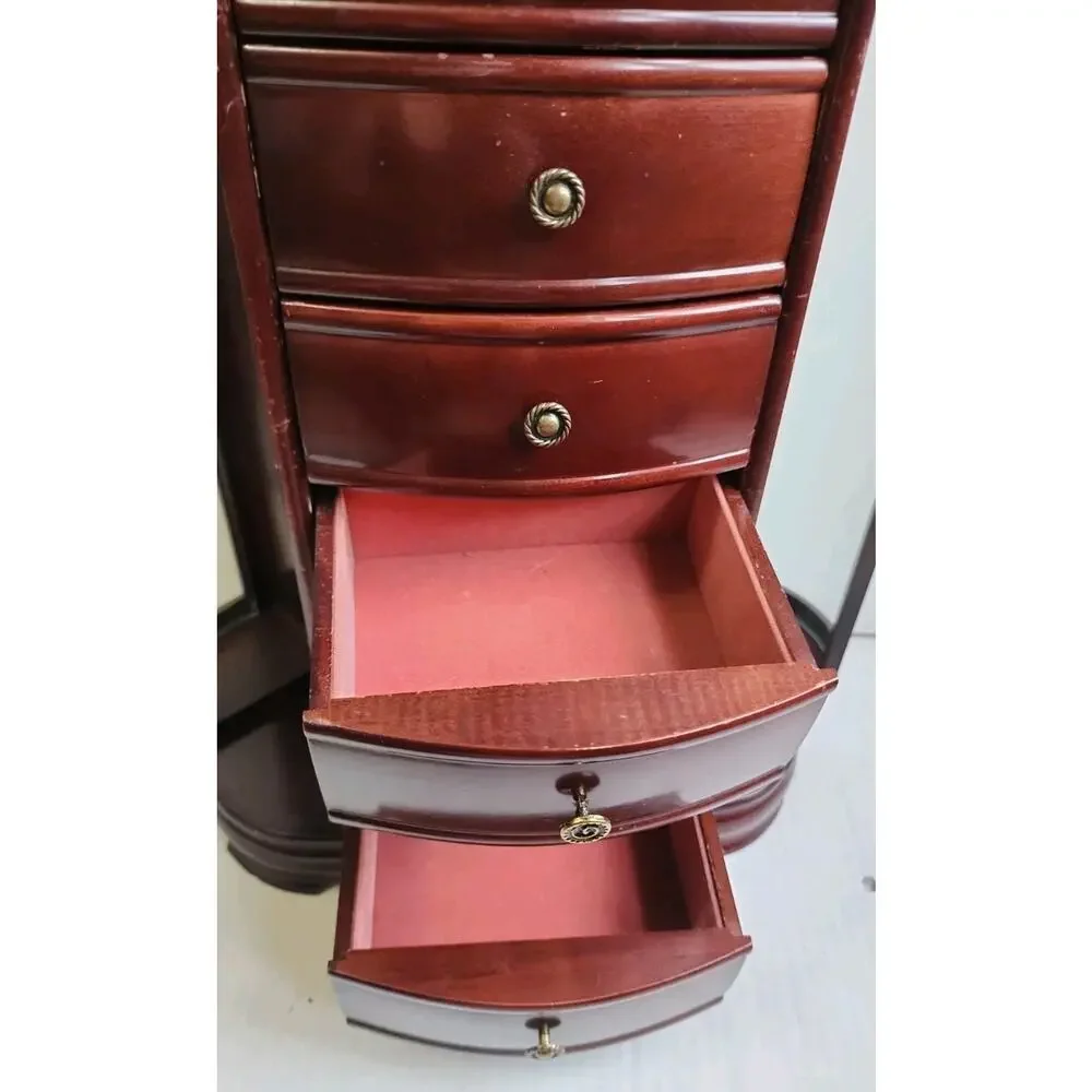 Hives and Honey Patricia style Large jewelry Box Dark Cherry Etched Glass Mirror